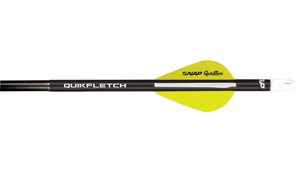 New Archery Products Quikfletch 2in Quikspin Vanes, Black Tube, 6 Pack, White/Yellow/Yellow NAP-60-744