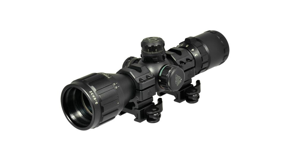 NEW Leapers UTG 3-9x32 CQB Bug Buster Rifle Scope, 1in, Mil-Dot, w/ Rings &amp; Sunshade, Black, SCP-M392AOLWQ