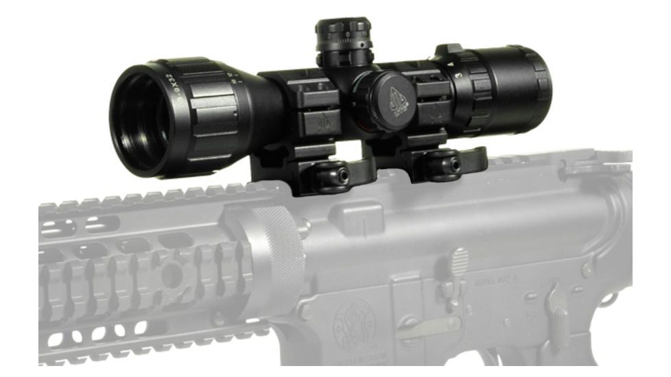 NEW Leapers UTG 3-9x32 CQB Bug Buster Rifle Scope, 1in, Mil-Dot, w/ Rings &amp; Sunshade, Black, SCP-M392AOLWQ