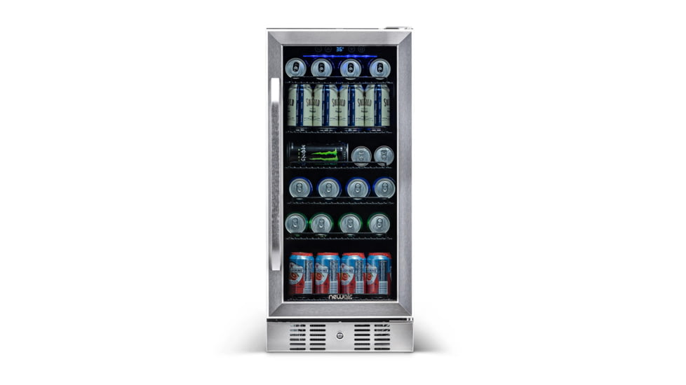 NewAir 15in Built-in Beverage Fridge - 96 Cans, Black / Stainless Steel, ABR-960