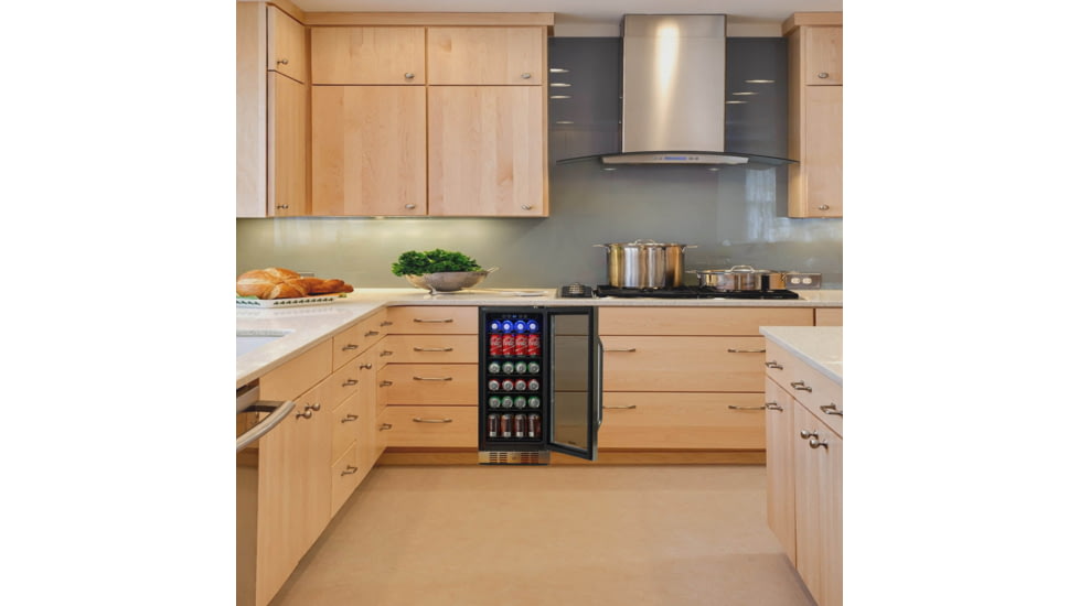 NewAir 15in Built-in Beverage Fridge - 96 Cans, Black / Stainless Steel, ABR-960