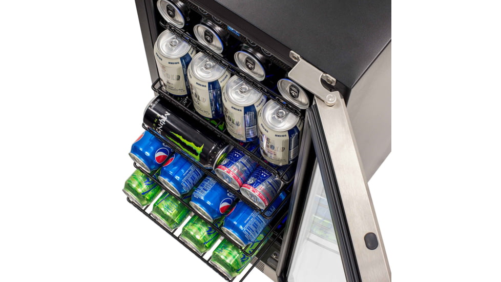 NewAir 15in Built-in Beverage Fridge - 96 Cans, Black / Stainless Steel, ABR-960
