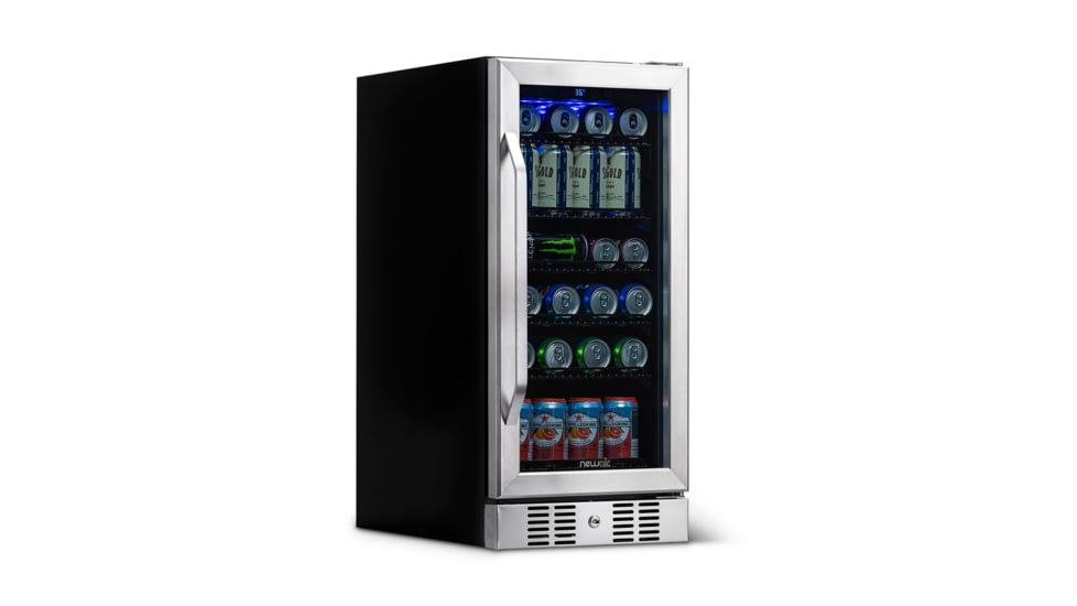 NewAir 15in Built-in Beverage Fridge - 96 Cans, Black / Stainless Steel, ABR-960