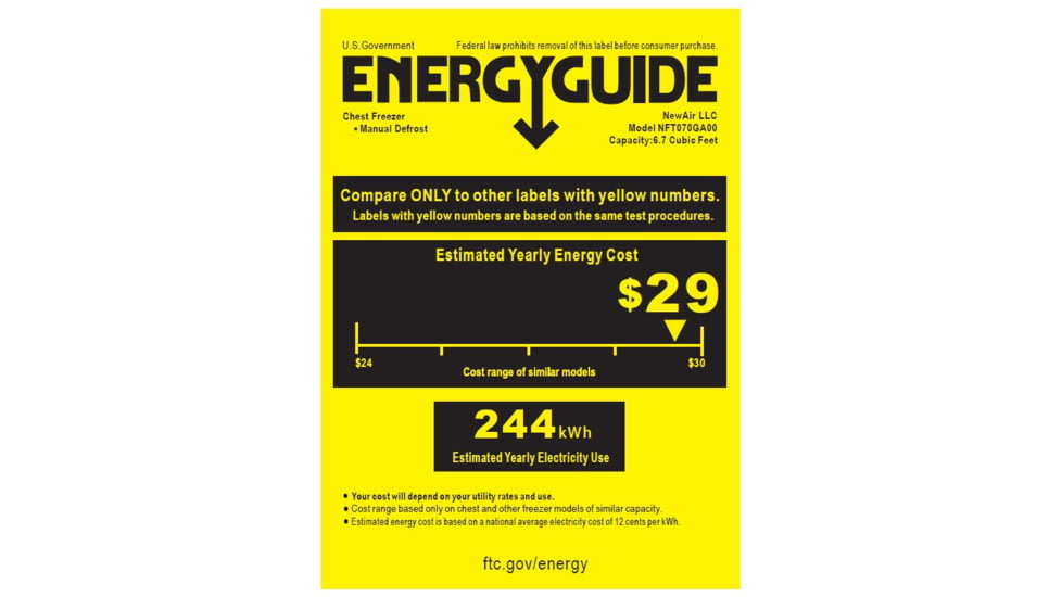 NewAir 6.7 Cu. Ft. Compact Chest Freezer, Grey, NFT070GA00