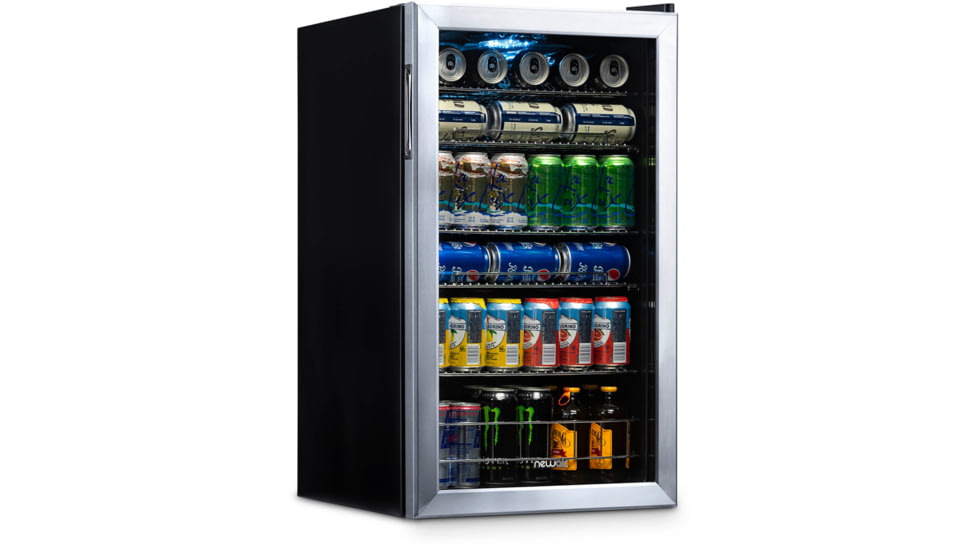 NewAir Can Freestanding Beverage Fridge - 126 Cans, Black / Stainless Steel, AB-1200