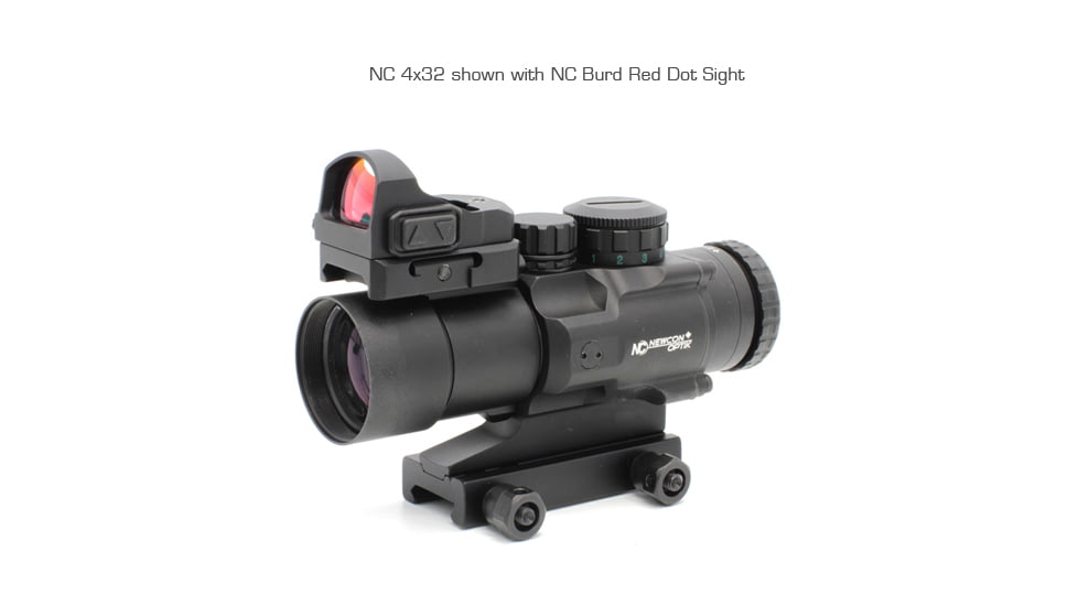 Newcon Optik NC 4x32 Red Dot Sight, 0.33 MOA Red/Green Rangefinding Reticle, Black, NC 4x32