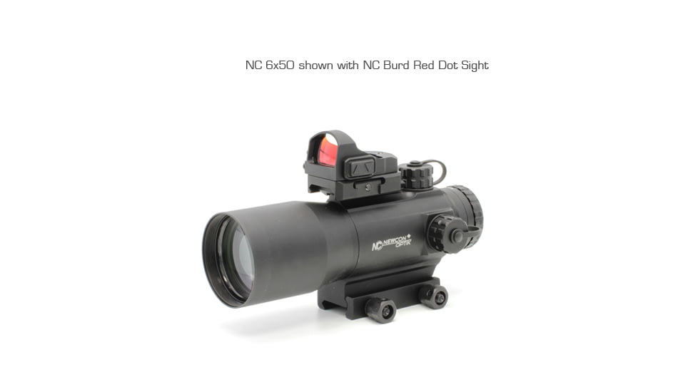 Newcon Optik NC 6x50 Red Dot Sight, 0.25 MOA Red/Green Rangefinding Reticle, Black, NC 6x50