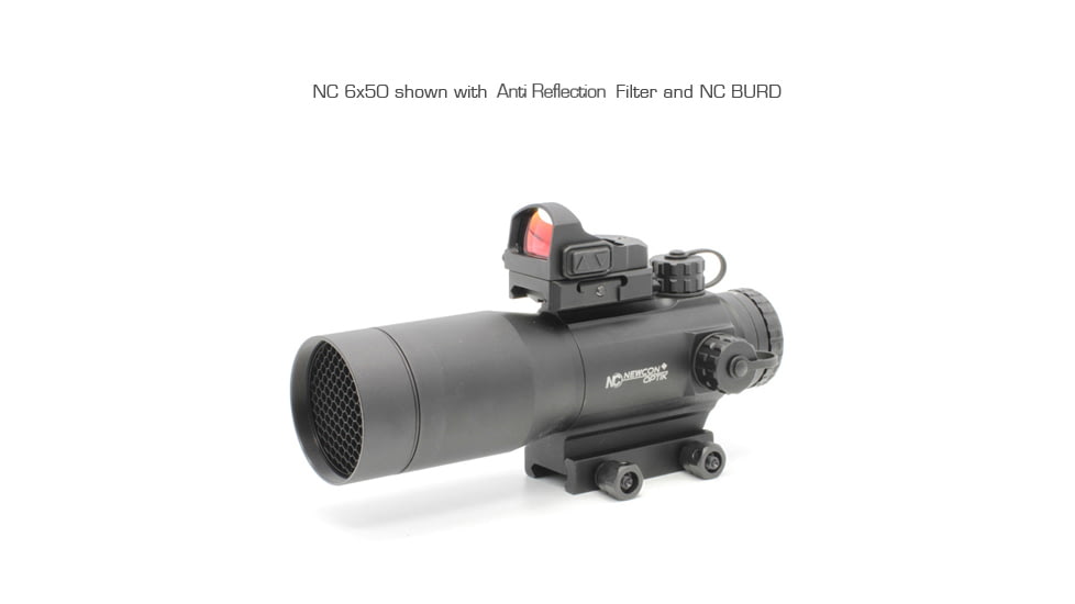 Newcon Optik NC 6x50 Red Dot Sight, 0.25 MOA Red/Green Rangefinding Reticle, Black, NC 6x50