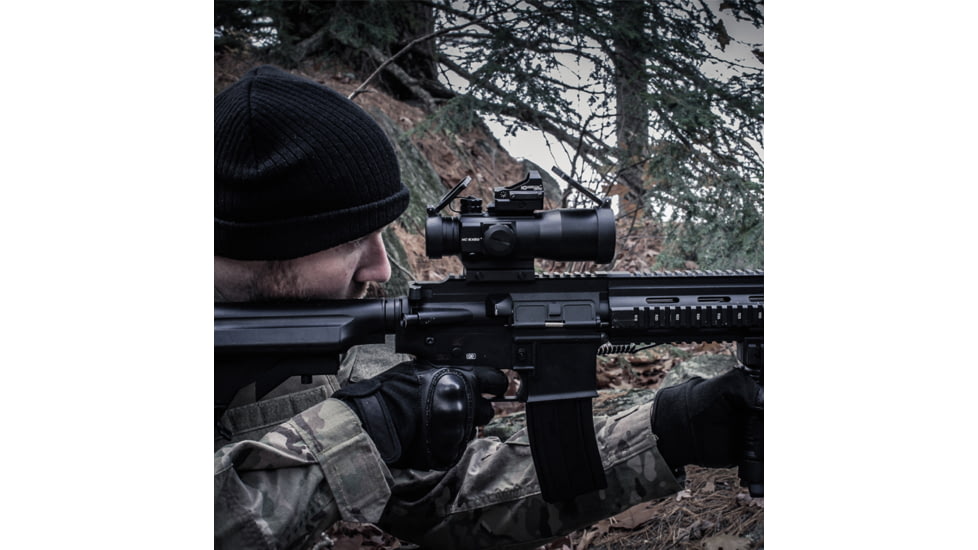 Newcon Optik NC 6x50 Red Dot Sight, 0.25 MOA Red/Green Rangefinding Reticle, Black, NC 6x50