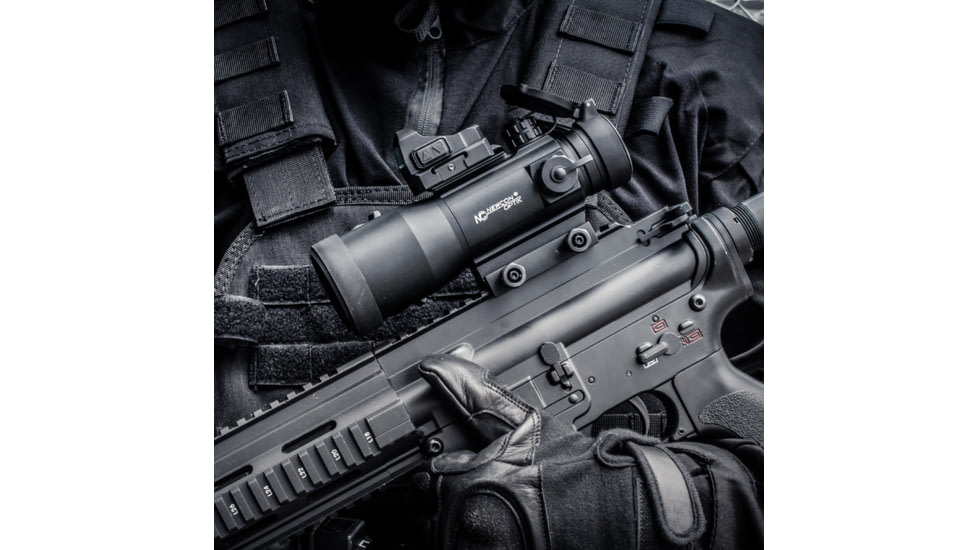 Newcon Optik NC 6x50 Red Dot Sight, 0.25 MOA Red/Green Rangefinding Reticle, Black, NC 6x50