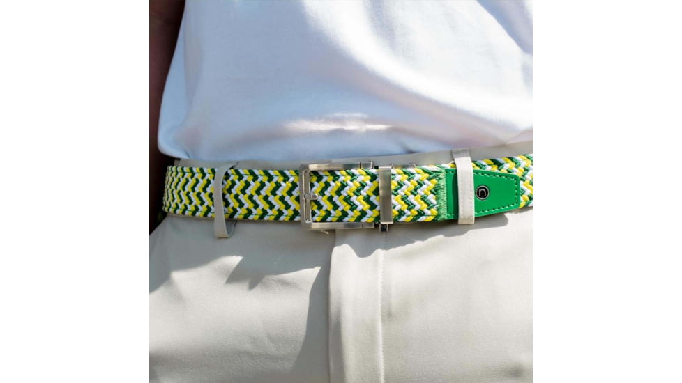 Nexbelt Braided Augusta Golf Belt, Green/White/Yellow, PCD9466