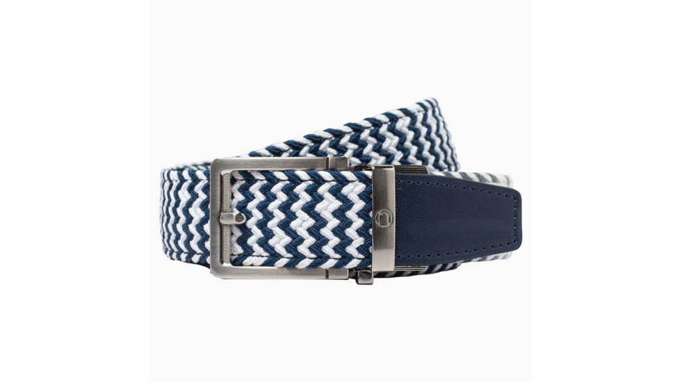 Nexbelt Braided Belt, Zigzag Navy, Up to 50" Waist, PCD4795
