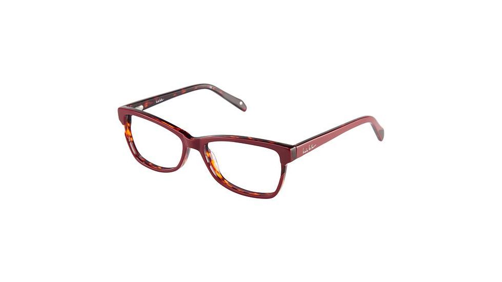 Nicole Miller Ellery Single Vision Prescription Eyeglasses - Frame BURGUNDY/TORT, Size 53/15mm NMELLERY03