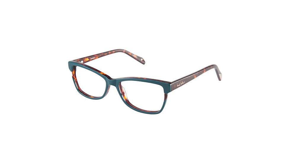 Nicole Miller Ellery Single Vision Prescription Eyeglasses - Frame TEAL/TORTOISE, Size 53/15mm NMELLERY02