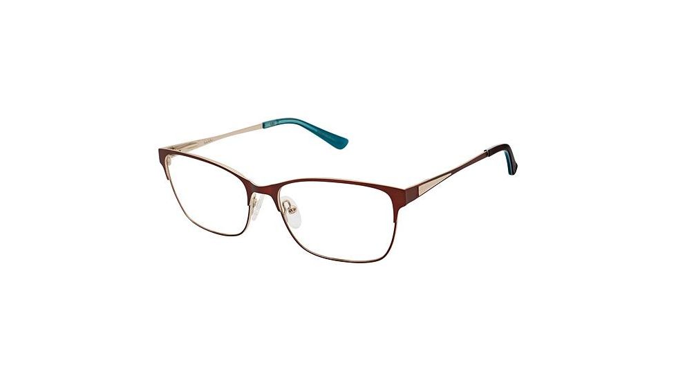 Nicole Miller Glenmore Progressive Prescription Eyeglasses - Frame Brown/Gold, Size 55/16mm NMGLENMORE02