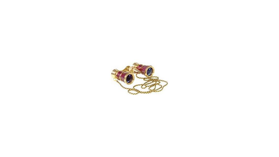 Lascala Optics Carmen Opera Glasses, Flashlight and Chain, Burugundu Body, Golden Rings LSCFL-03