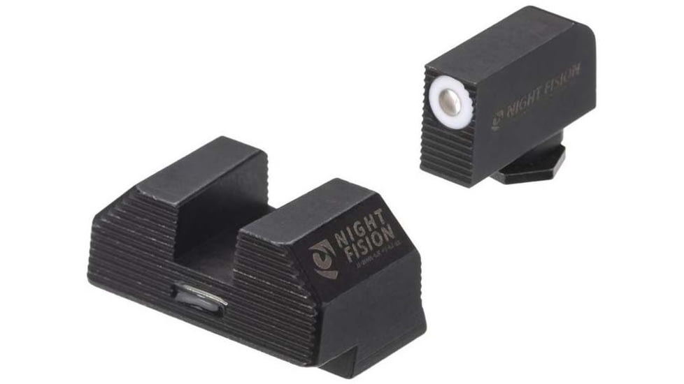 Night Fision Costa Ludus Night Sight Set, Glock 17/19/34, White Front Ring, Horizontal Tritium Bar Rear, GLK-001-010-WGXG