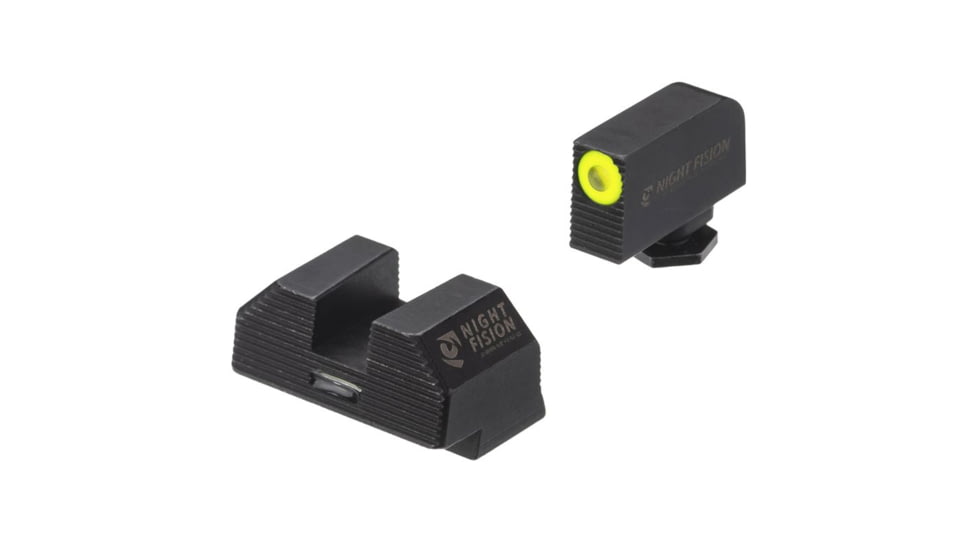 Night Fision Costa Ludus Night Sight Set, Glock 42/43/43x, Yellow Front, Horizontal Tritium Bar Rear, Black, GLK-003-010-YGXG
