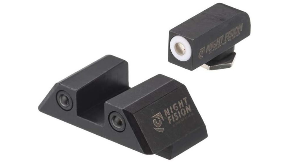 Night Fision Standard Height Night Sight Set, Glock 48, White Front Ring, GLK-005-003-WGZG