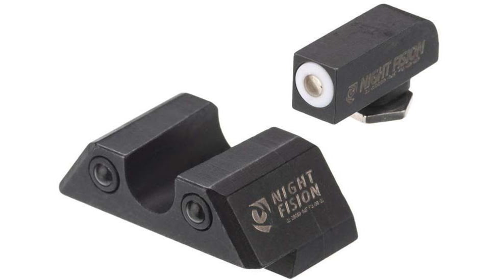 Night Fision Standard Height Night Sight Set, Glock 48, White Front Ring, U Notch Rear, GLK-005-007-WGZG