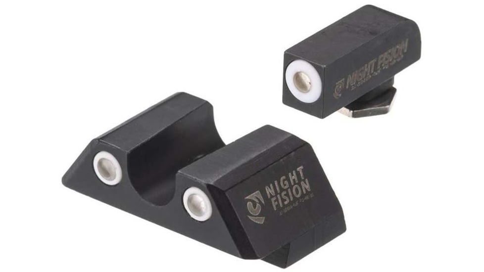 Night Fision Standard Height Night Sight Set, Glock 48, White Front Ring, U Notch White Rear Rings, GLK-005-007-WGWG