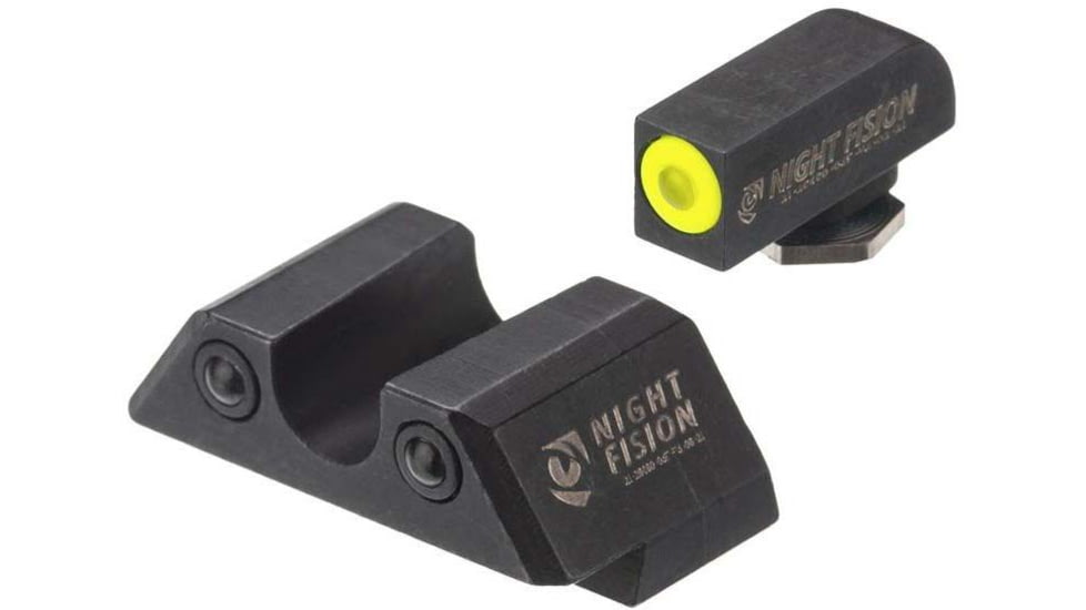 Night Fision Standard Height Night Sight Set, Glock 48, Yellow Front Ring, U Notch Rear, GLK-005-007-YGZG