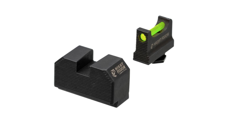 Night Fision Optic Height Fiber Sight Set, Glock 17/19/45/48 w/ RMR/507c/SRO/ACRO, Green Front, Black, GLK-001-330-353-GFZX