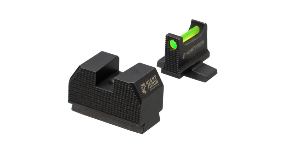 Night Fision Optic Height Fiber Sight Set, Sig P320 w/ RMR/507c/SRO, Green Front, Black, SIG-183-345-332-GFZX