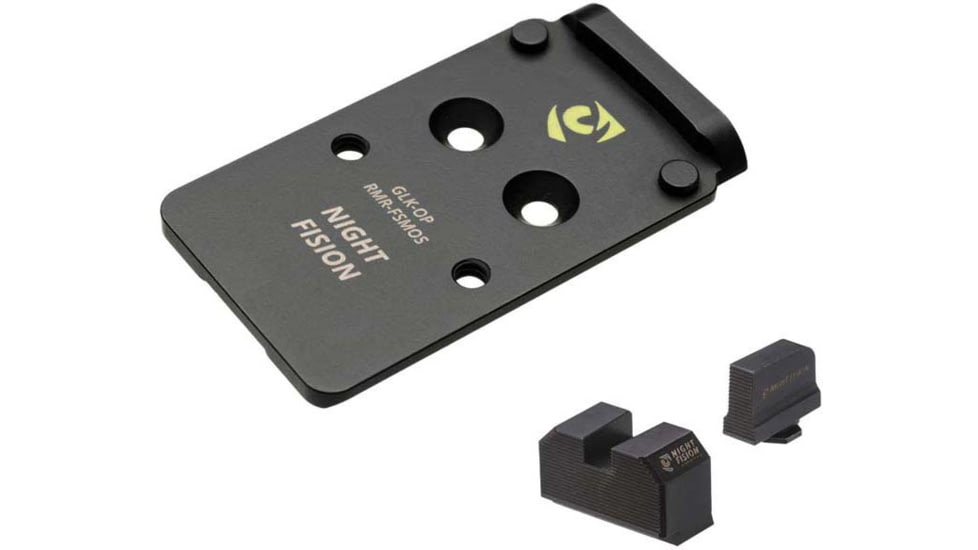 Night Fision Optic Plate + Blacked Out Sights Combo RMR/507c to Glock Full Size MOS, Black, GLK-OPBS-RMR-MOS-ZXZX