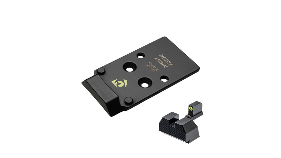 Night Fision Plate + Tritium Ylw Front Sight Combo RMR/507c to CZ-P10, Black, CZU-OPBS-RMR-P10-YGZX