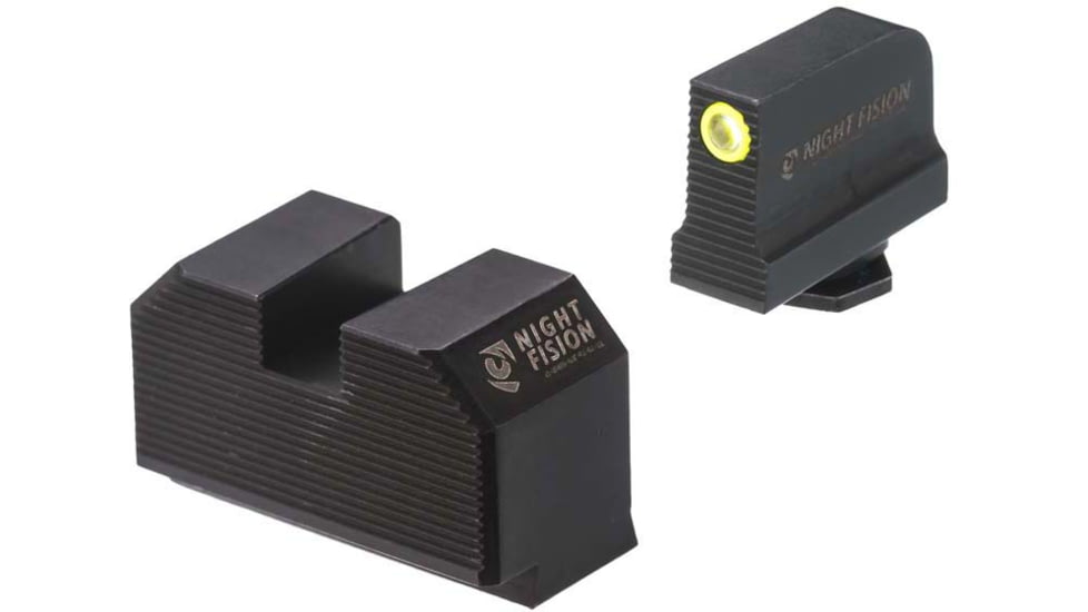 Night Fision Optic Plate + Tritium Ylw Front Sight Combo ACRO to Glock Full Size MOS, Black, GLK-OPBS-ACRO-MOS-YGZX