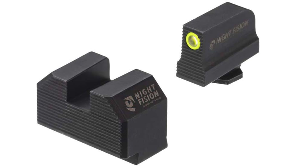 Night Fision Optic Plate + Tritium Ylw Front Sight Combo EPS to Glock Full Size MOS, Black, GLK-OPBS-EPS-MOS-YGZX