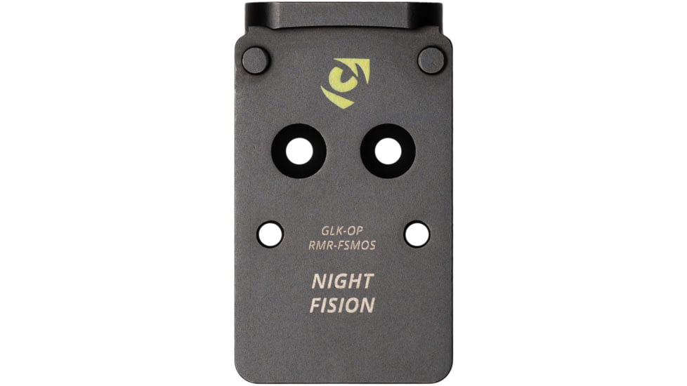 Night Fision Optic Plate + Tritium Ylw Front Sight Combo RMR/507c to Glock Full Size MOS, Black, GLK-OPBS-RMR-MOS-YGZX