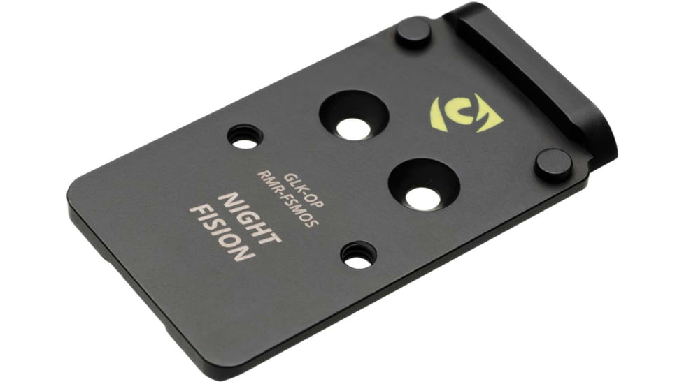 Night Fision Optic Plate + Tritium Ylw Front Sight Combo RMR/507c to Glock Full Size MOS, Black, GLK-OPBS-RMR-MOS-YGZX