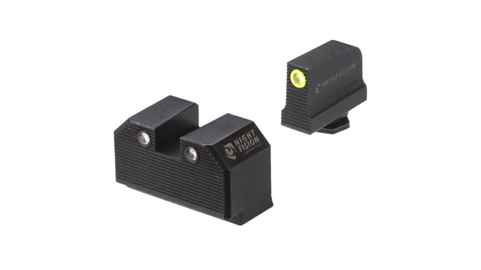 Night Fision Optics Ready Stealth Lower 1/3rd Night Sight Set, Glock 17/19/34 w/ RMR/507c/SRO/ACRO, Yellow Front, Black, GLK-001-330-353-YGZG