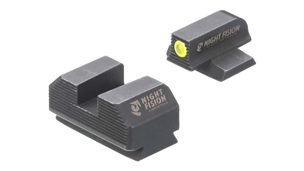 Night Fision Optics Ready Stealth Ruger Night Sight Set, Ruger Max 9, Yellow Front Ring, Blank Rear Sight, RUG-326-185-262-YGZX