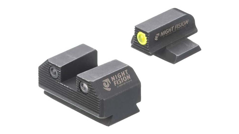 Night Fision Optics Ready Stealth Ruger Night Sight Set, Ruger Max 9, Yellow Front Ring, RUG-326-185-262-YGZG