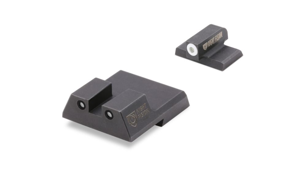 Night Fision Perfect Dot Front Night Sights w/ Square Notch Rear for HK, White Front w/ Green Tritium - Black Rear w/ Green, fits VP9, VP9SK, .45C, .45C Tactical, P30, P30L, P, HAK-126-003-WGZG