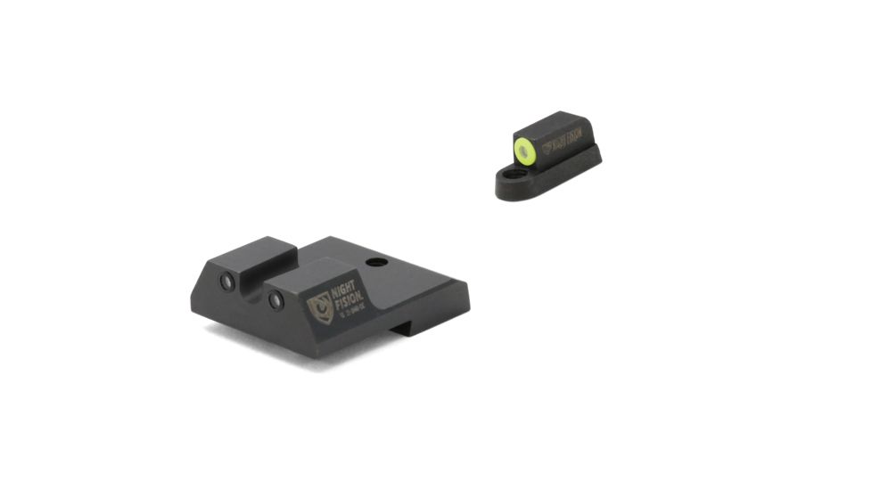 Night Fision Perfect Dot Front Night Sights w/ U Notch Rear for CZ-USA, Yellow Front w/ Green Tritium - Black Rear w/ Gree, fits P-10 C, CZU-077-007-YGZG