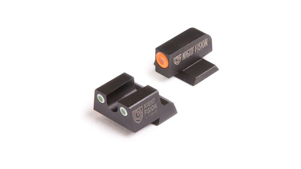 Night Fision Perfect Dot Night Sight Set w/Front, Square Rear, Orange Front w/Green Tritium, White Rear w/Green T, Fits Canik TP9SFx/TP9SFL, CNK-026-003-OGWG