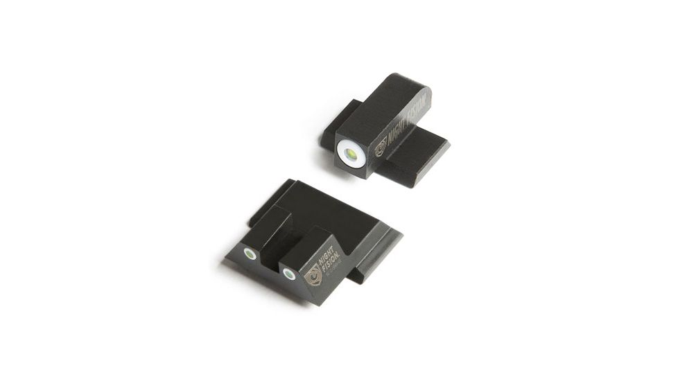 Night Fision Perfect Dot Night Sight Set w/Front, Square Rear, White Front w/Green Tritium, White Rear w/Green Tr, Fits Smith &amp; Wesson M&amp;P/M&amp;P M2.0/SD9 VE/SD40 VE Mo, SAW-201-003-WGWG