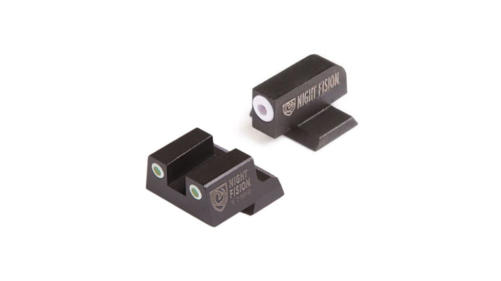Night Fision Perfect Dot Night Sight Set w/Front, Square Rear, White Front w/Green Tritium, White Rear w/Green Tr, Fits Springfield XD/XDM/XD Mod. 2, SPR-226-003-WGWG