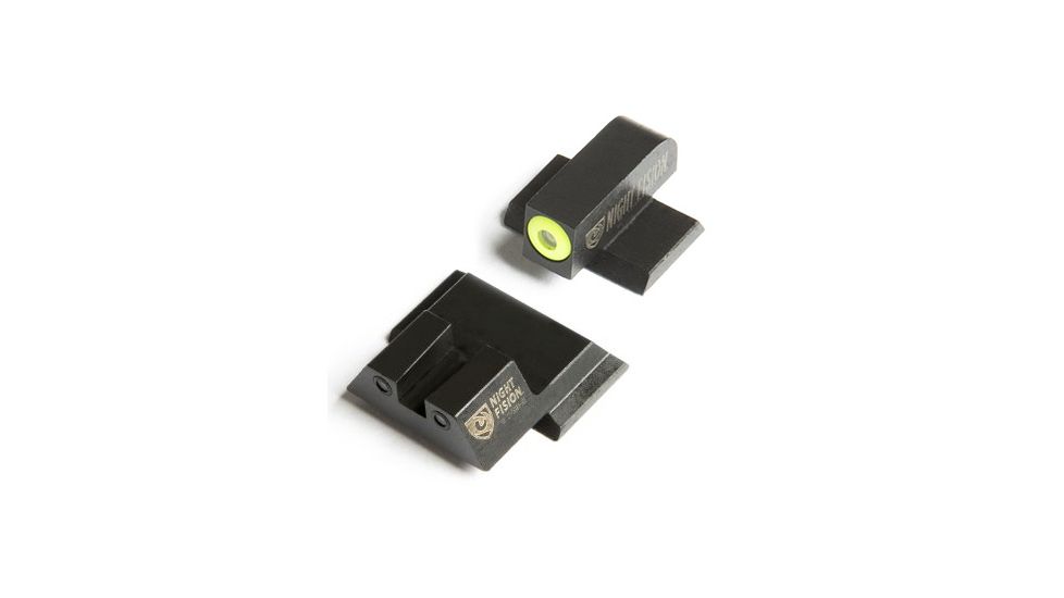 Night Fision Perfect Dot Night Sight Set w/Front, Square Rear, Yellow Front w/Green Tritium, Black Rear w/Green T, Fits Smith &amp; Wesson M&amp;P/M&amp;P M2.0/SD9 VE/SD40 VE Mo, SAW-201-003-YGZG