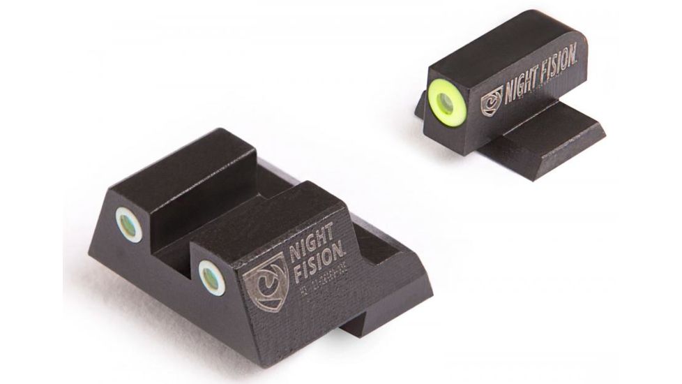 Night Fision Perfect Dot Night Sight Set w/Front, Square Rear, Yellow Front w/Green Tritium, White Rear w/Green T, Fits Canik TP9SF ELITE/TP9SF/TP9SA, CNK-027-003-YGWG