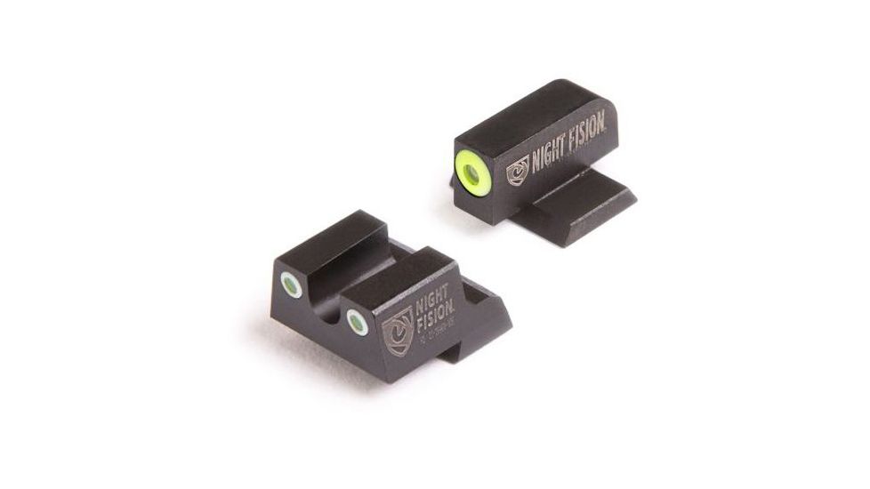 Night Fision Perfect Dot Night Sight Set w/Front, Square Rear, Yellow Front w/Green Tritium, White Rear w/Green T, Fits Canik TP9SFx/TP9SFL, CNK-026-003-YGWG