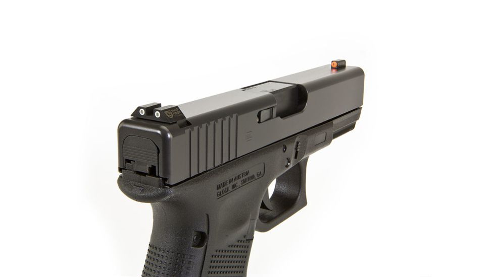 Night Fision Perfect Dot Night Sight Set w/Orange Front, Square White Rear, w/Green Tritium, Glock 17/17L/19/22-28/31-35/37-39, GLK-001-003-OGWG