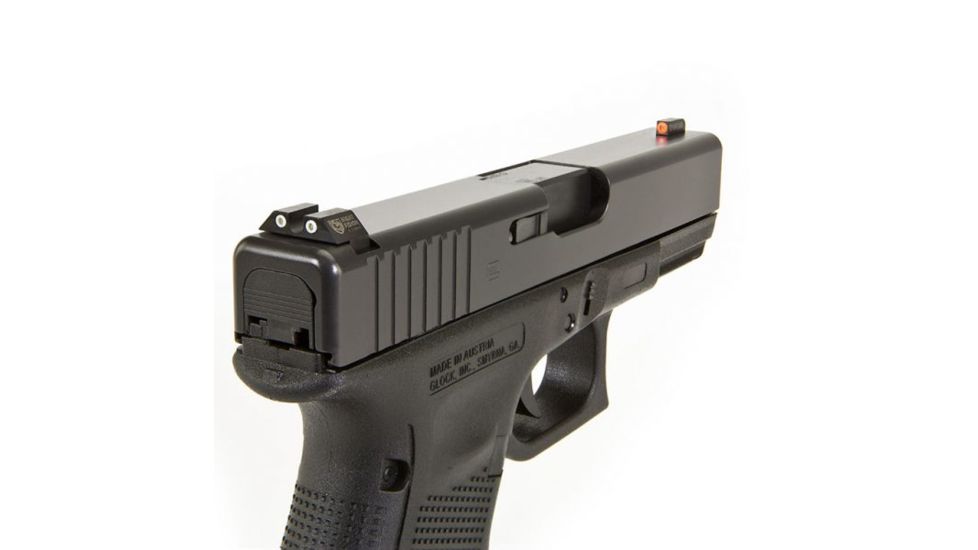 Night Fision Perfect Dot Night Sight Set w/Orange Front, U White Rear, w/Green Tritium, Glock 17/17L/19/22-28/31-35/37-39, GLK-001-007-OGWG