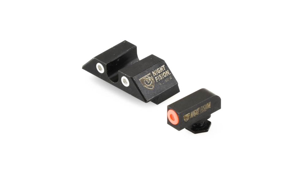 Night Fision Perfect Dot Night Sight Set w/Orange Front, U White Rear, w/Green Tritium, Glock 17/17L/19/22-28/31-35/37-39, GLK-001-007-OGWG