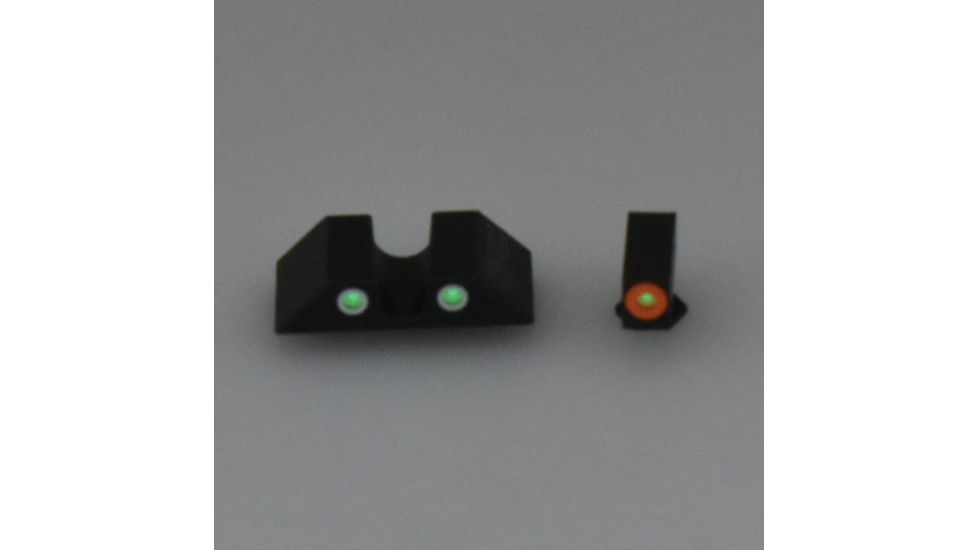 Night Fision Perfect Dot Night Sight Set w/Orange Front, U White Rear, w/Green Tritium, Glock 17/17L/19/22-28/31-35/37-39, GLK-001-007-OGWG