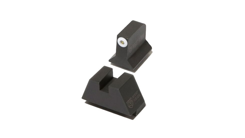 Night Fision Perfect Dot Suppressor Height Night Sight Set w/Front, Square Rear, White Front w/Green Tritium, Blank Rear, Fits Glock Suppressor Height 17/17L/19/22/23/24/25, GLK-004-013-WGZX